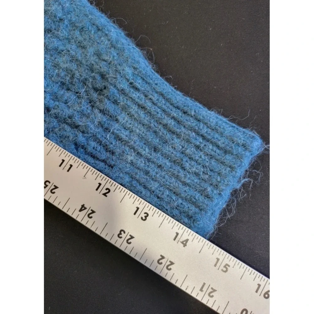 Leith Women's Medium Blue Alpaca Blend Cropped Sweater Coastal Chunky Knit